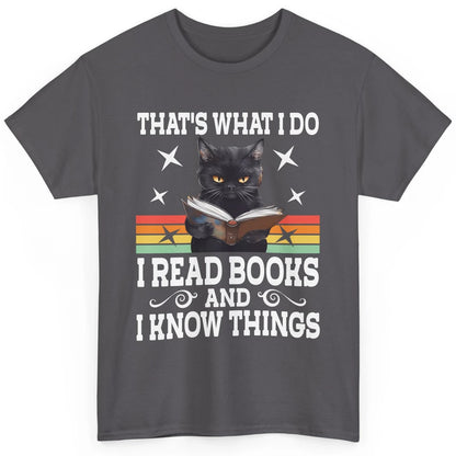 Retro Cat Books The Reader Black Cat Reading Books Bookish Bookworm Kitten Classic Unisex T-Shirt