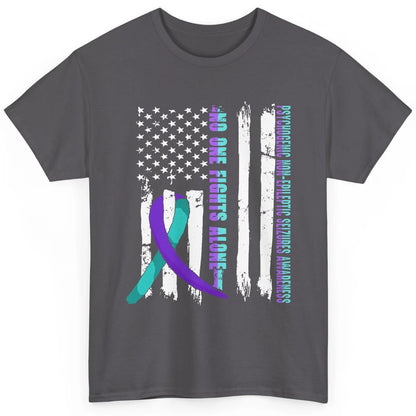 PNES Awareness Purple Teal Ribbon No One Fight Alone US Flag Classic Unisex T-Shirt