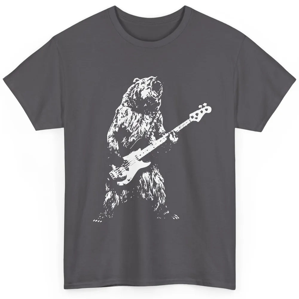 Retro Bear Playing Bass Guitar Bear Guitarist Music Lovers Classic Unisex T-Shirt
