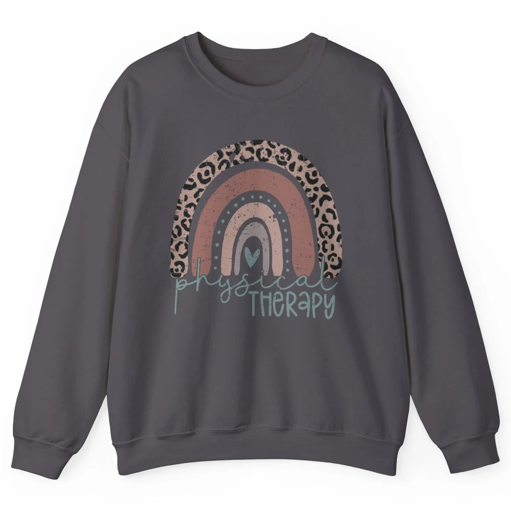 Retro Physical Therapy Rainbow Physical Therapist PT Leopard Unisex Crewneck Sweatshirt