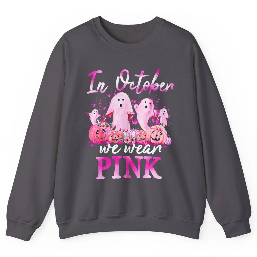 October Wear Ghost Boo Pink Ribbon Breast Cancer Awareness Unisex Crewneck Sweatshirt