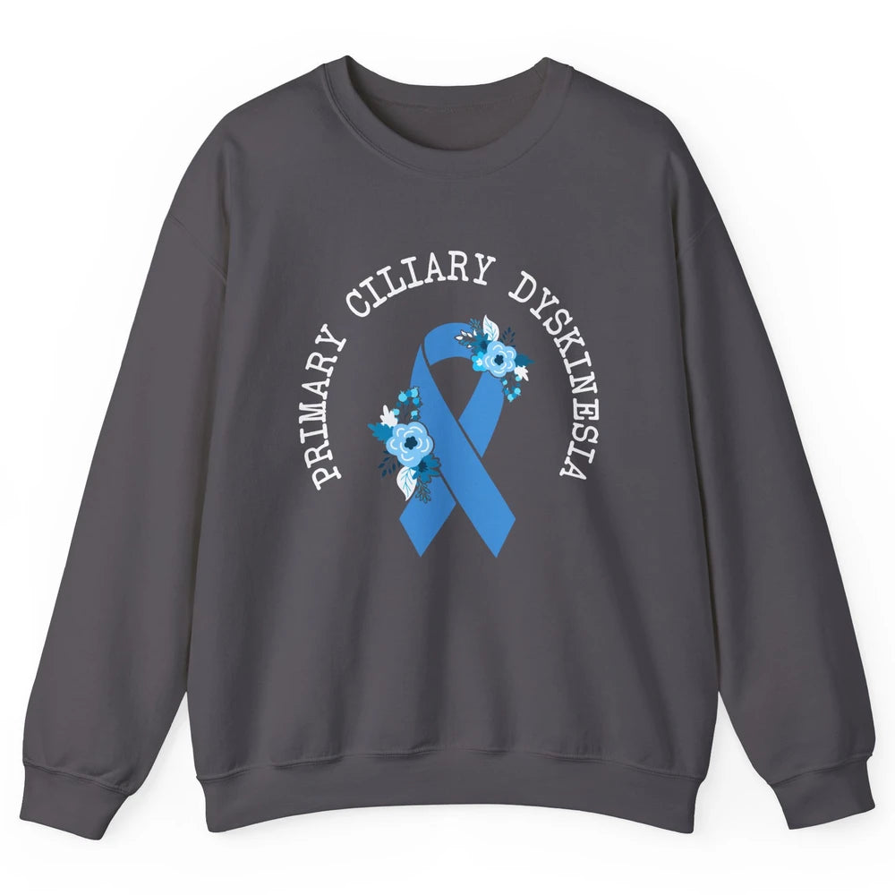 Primary Ciliary Dyskinesia Blue Ribbon Respiratory Diseases Unisex Crewneck Sweatshirt