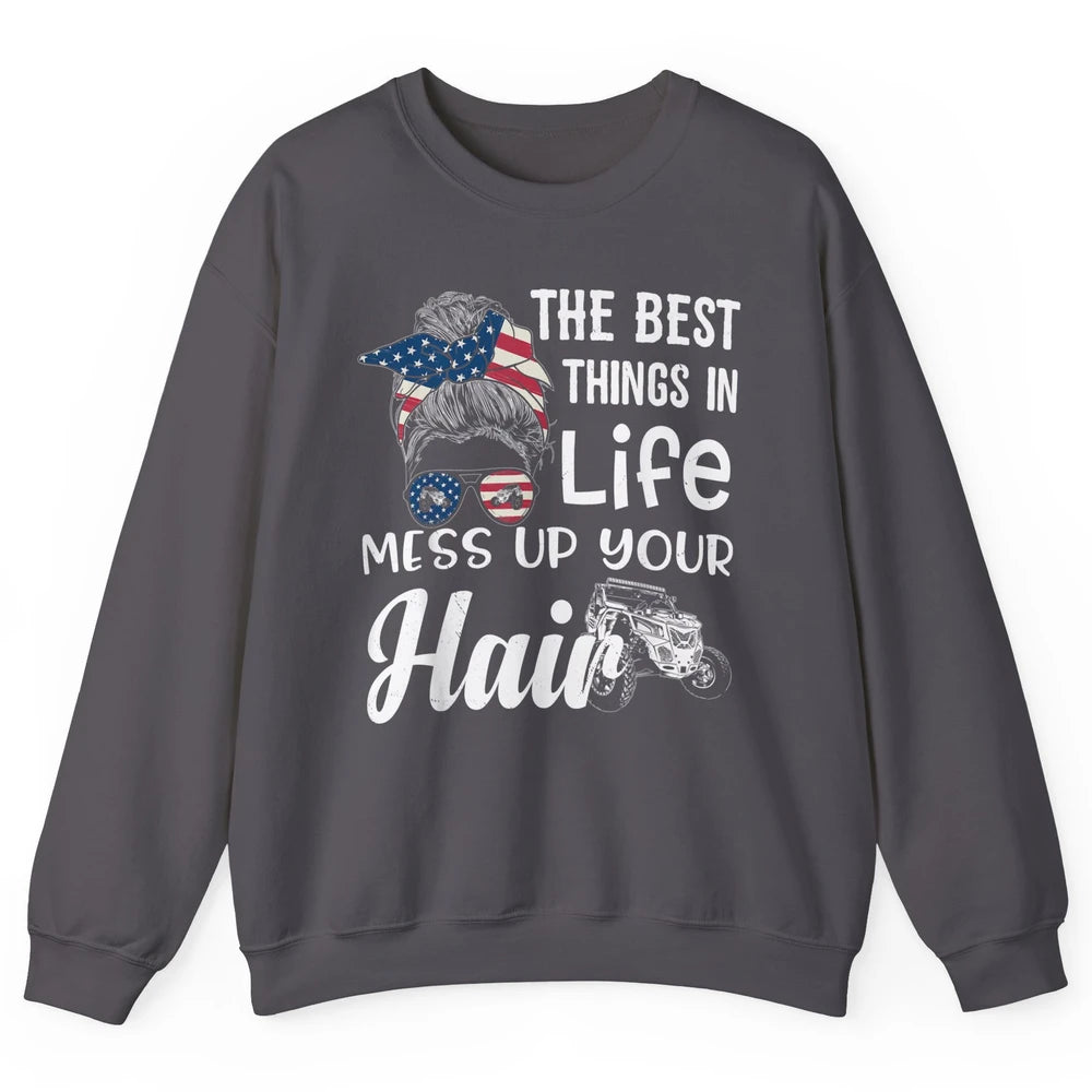 Retro Mess Up Your Hair Motocross Quad Biker ATV SXS Offroad Unisex Crewneck Sweatshirt