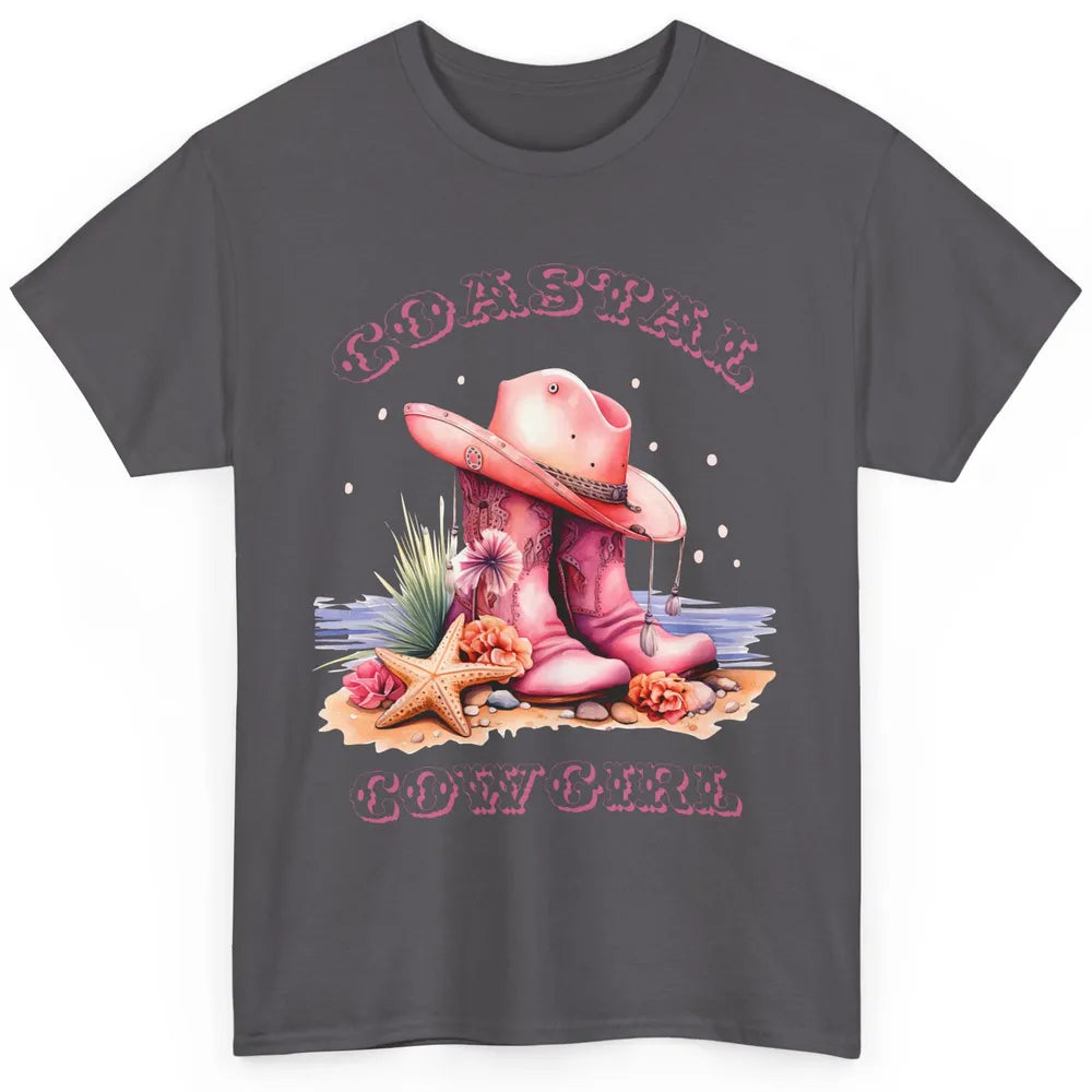 Retro Cowgirl Boots Coastal Cowgirl Western Country Beach Classic Unisex T-Shirt