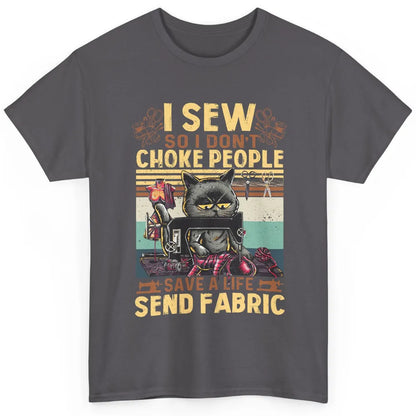 Retro Black Cat I Sew So I Dont Choke People Sewing Quilting Classic Unisex T-Shirt