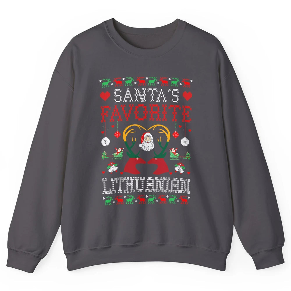 Merry Christmas Santa Favorite Lithuanian Xmas Ugly Santa Unisex Crewneck Sweatshirt