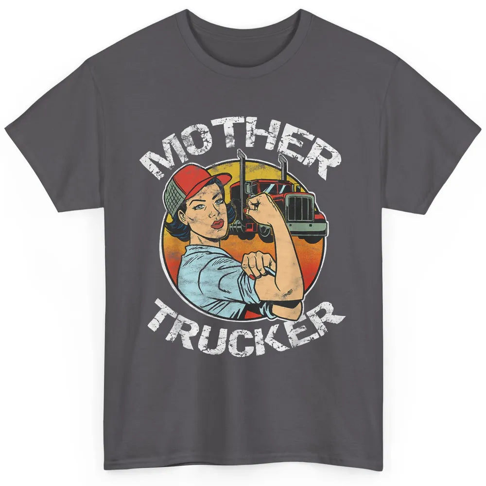 Retro Mother Trucker Truck Driver Mom Life Mothers Day Women Classic Unisex T-Shirt