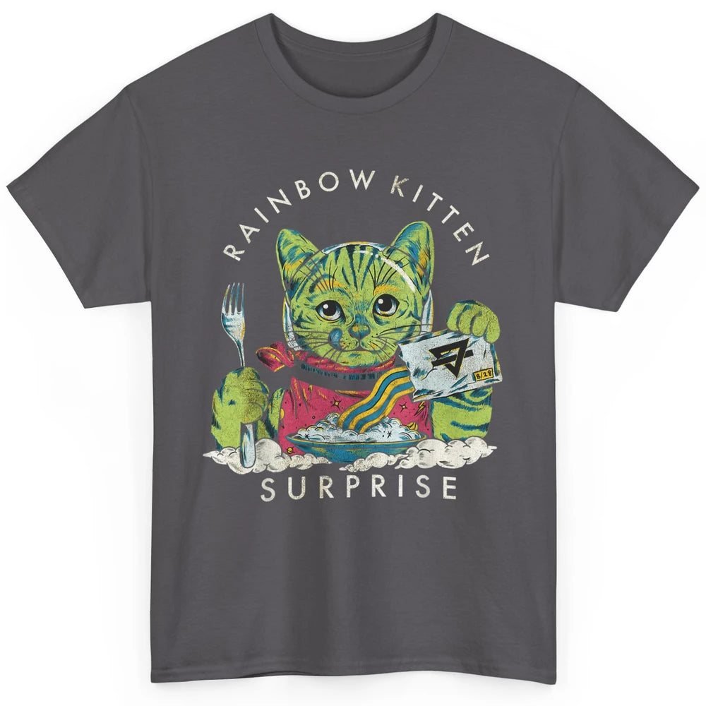 Retro Rainbow Kitten Surprise Gothic Halloween Funny Cat Pet Classic Unisex T-Shirt