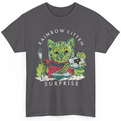 Retro Rainbow Kitten Surprise Gothic Halloween Funny Cat Pet Classic Unisex T-Shirt