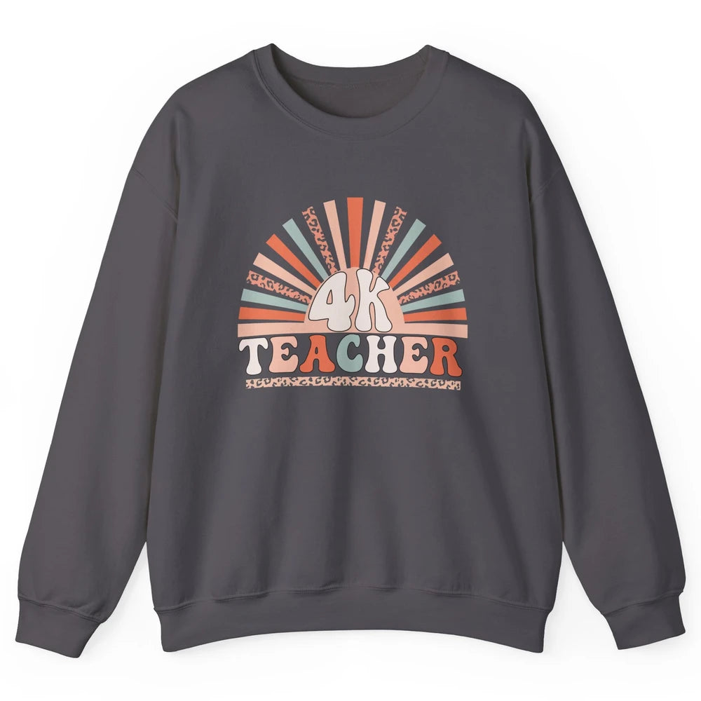Retro 4k Teacher Kindergarten Back to School Pre-K Teacher Unisex Crewneck Sweatshirt