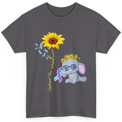 PNES Awareness Purple Teal Ribbon Sunflower Baby Elephant Classic Unisex T-Shirt