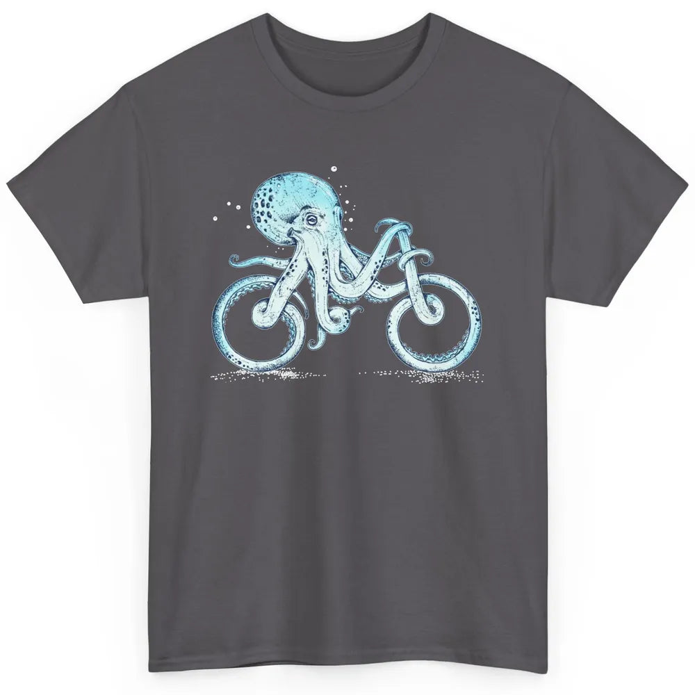 Funny Octopus Riding Bicycle Retro Marine Sea Creature Bike Classic Unisex T-Shirt