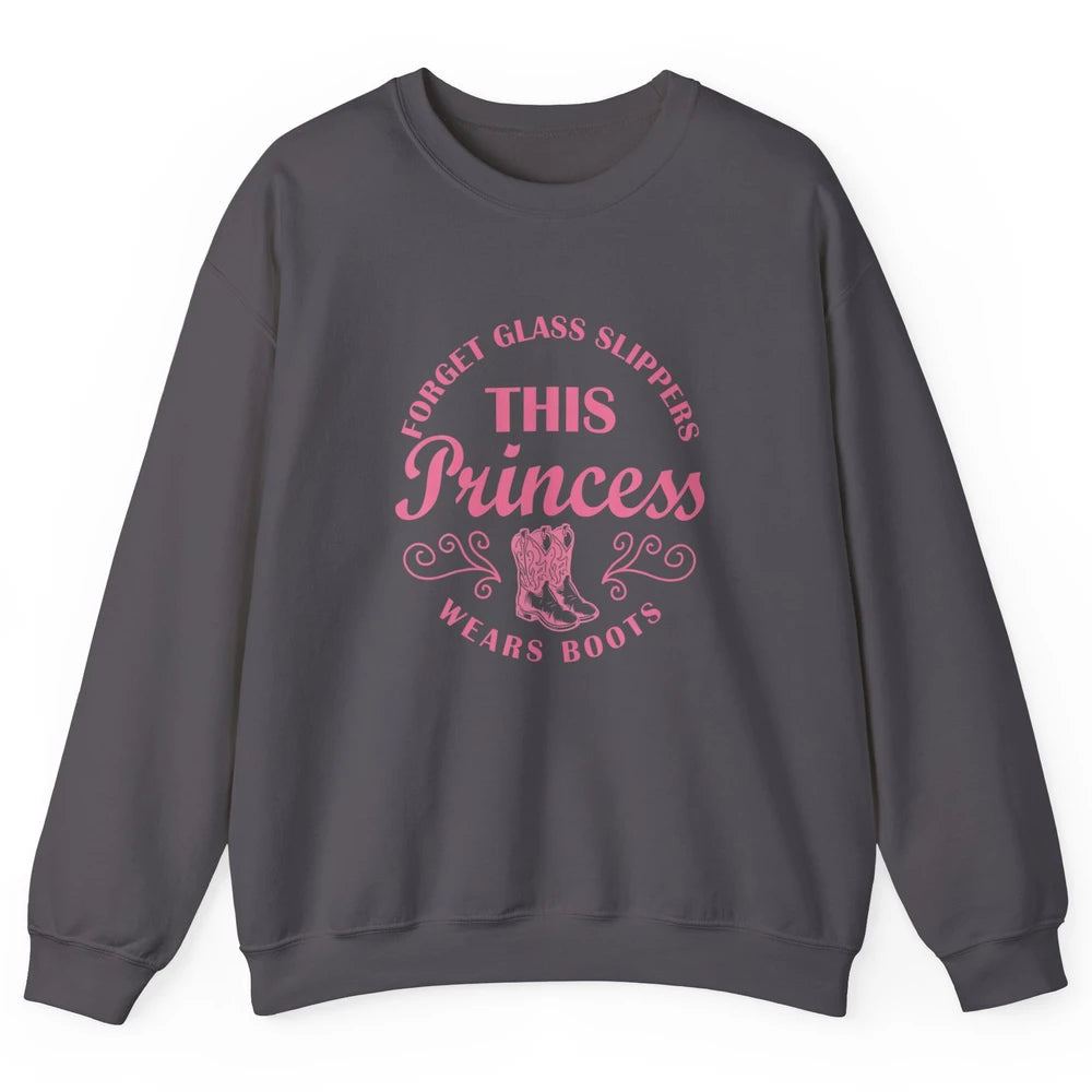 Princess Cowboy Boots Western Country Cowgirl Girls Rodeo Unisex Crewneck Sweatshirt