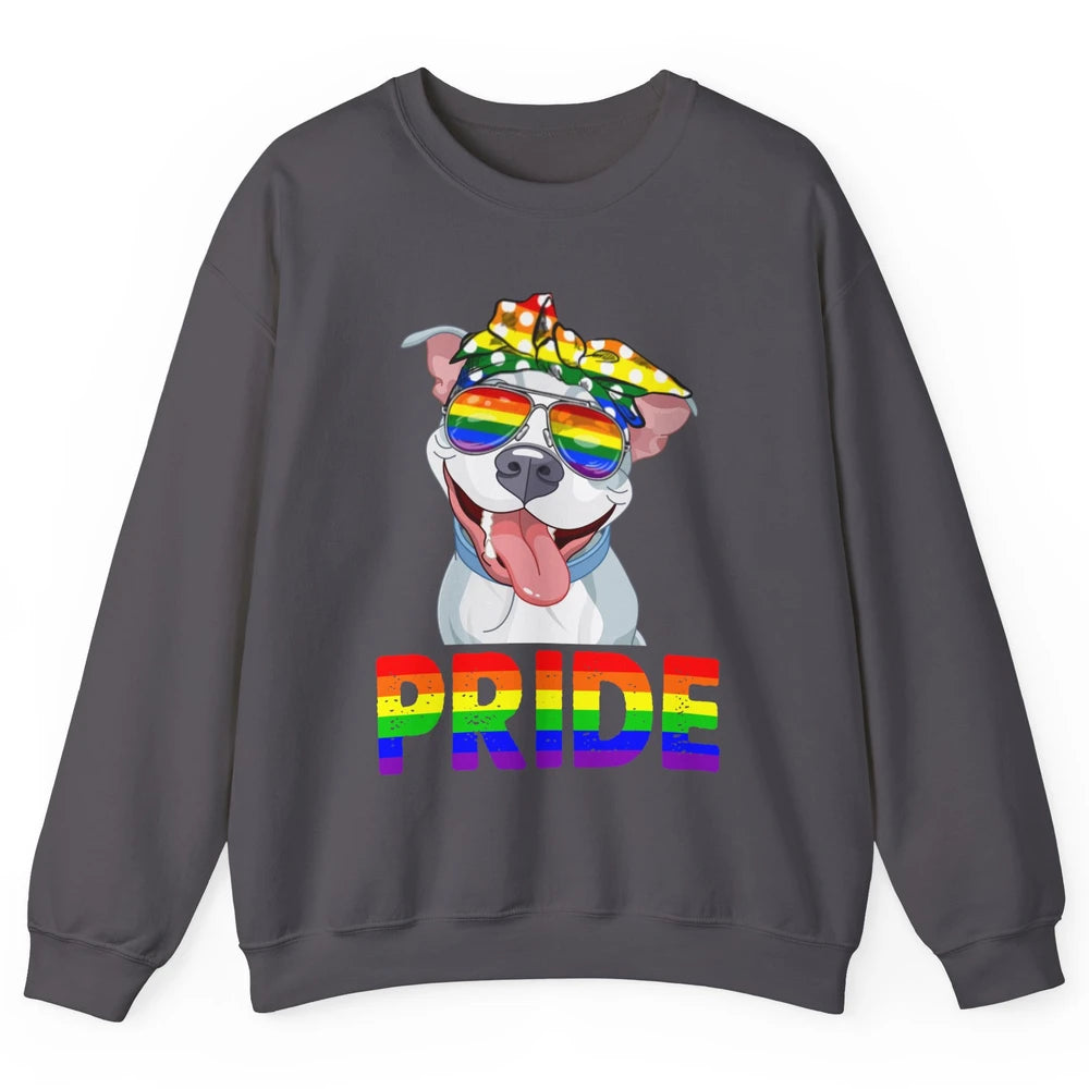 Pitbull Pride Dog Mom LGBT Gay Pride Month Unisex Crewneck Sweatshirt