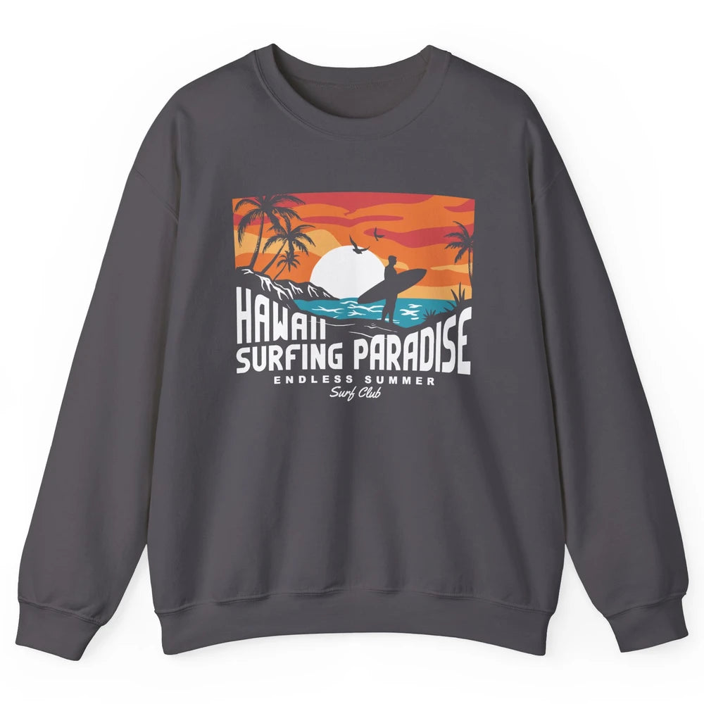 Retro Hawaii Palms Surfing Paradise Surf Club Endless Summer Unisex Crewneck Sweatshirt