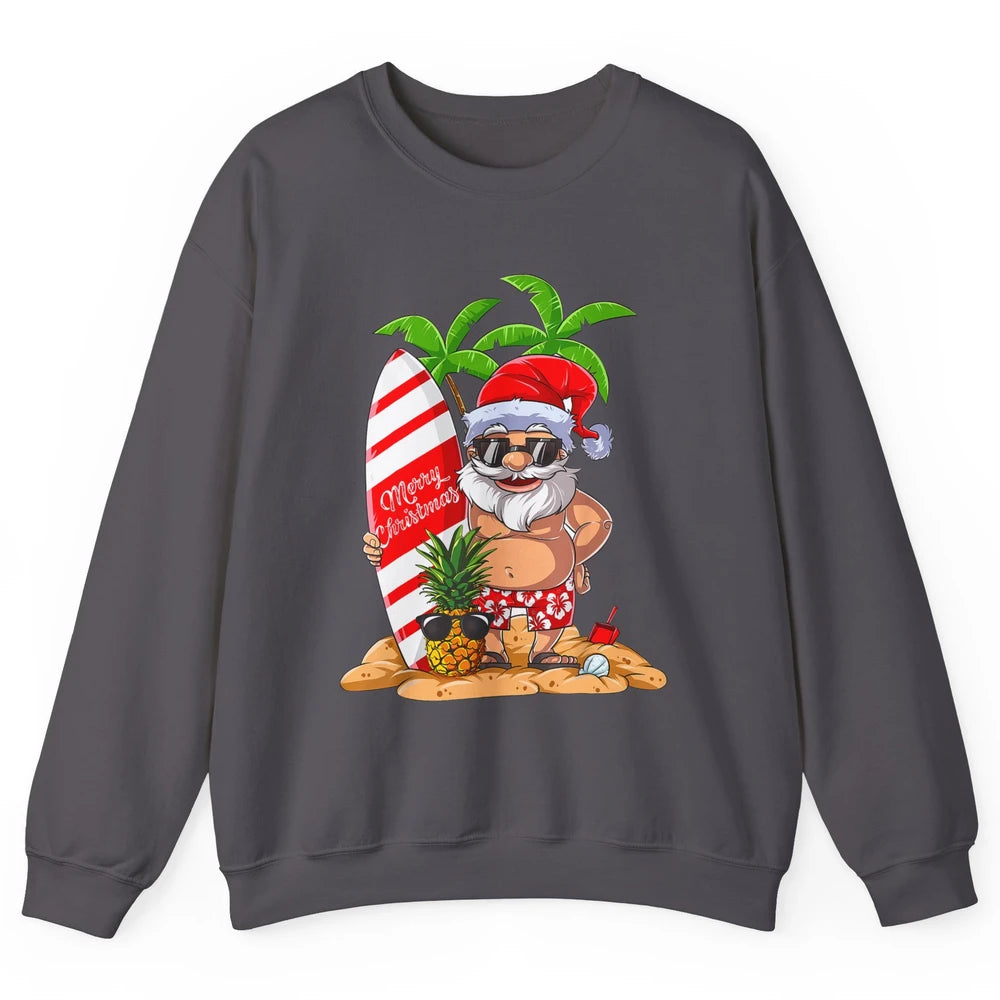 Christmas in July Santa Hawaii Surfing Summer Christmas Unisex Crewneck Sweatshirt