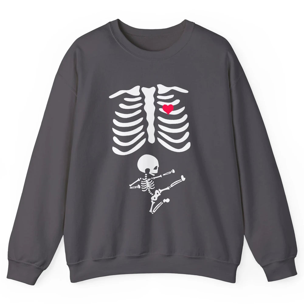 Pregnant Halloween Skeleton Naughty Baby Boy Pumpkin Costume Unisex Crewneck Sweatshirt