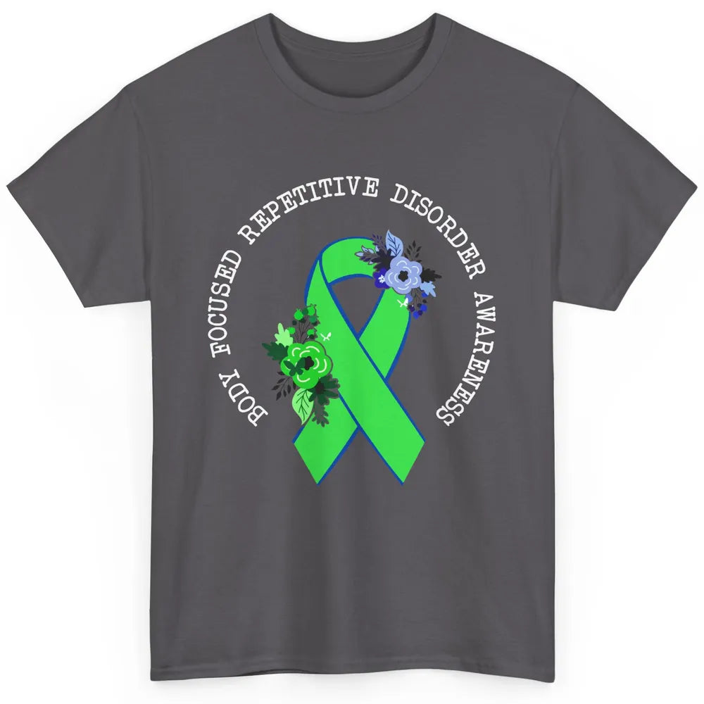 Body Focused Repetitive Disorder BFRB Floral Green Ribbon Classic Unisex T-Shirt