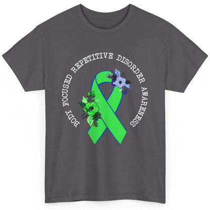 Body Focused Repetitive Disorder BFRB Floral Green Ribbon Classic Unisex T-Shirt