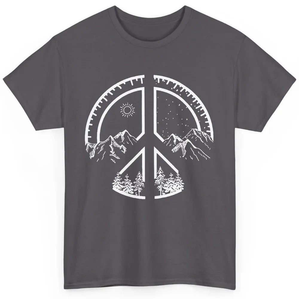 Peace Love Hiking Mountain Hikers Exploring Nature Camping Classic Unisex T-Shirt