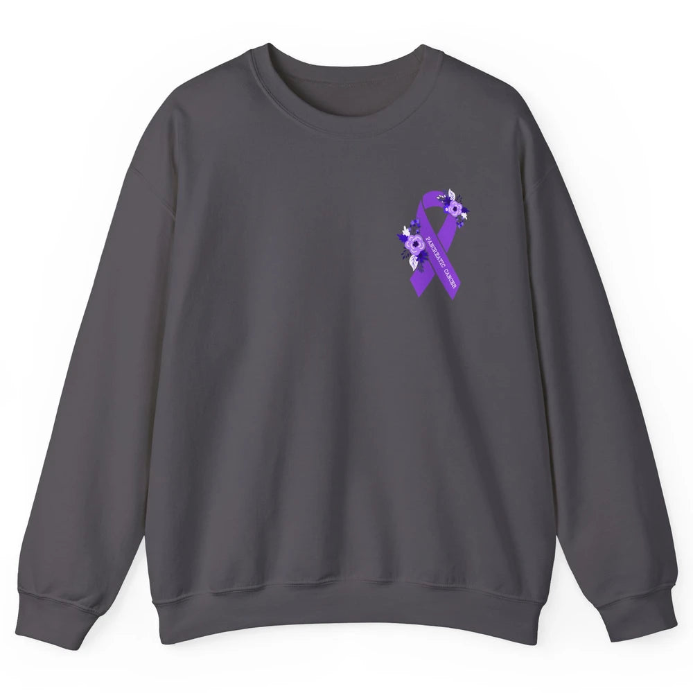 Pancreatic Cancer Awareness Floral Purple Ribbon Rainbow Unisex Crewneck Sweatshirt