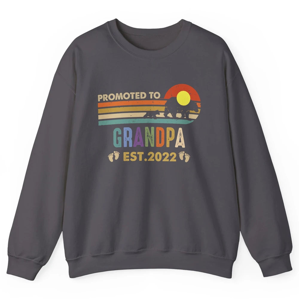 Retro Bear Sunset Promoted To Grandpa Est 2022 Grandpa Gift Unisex Crewneck Sweatshirt
