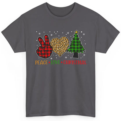 Peace Love Christmas Cute Christmas Heart Plaid Xmas Gift Classic Unisex T-Shirt