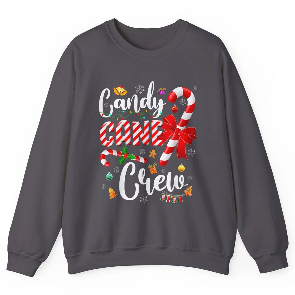 Merry Christmas Sweet Candy Cane Crew Xmas Tree Lights Santa Unisex Crewneck Sweatshirt