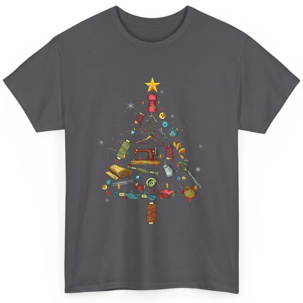 Merry Christmas Sewing Yarn Quilting Xmas Tree Sew Machine Classic Unisex T-Shirt