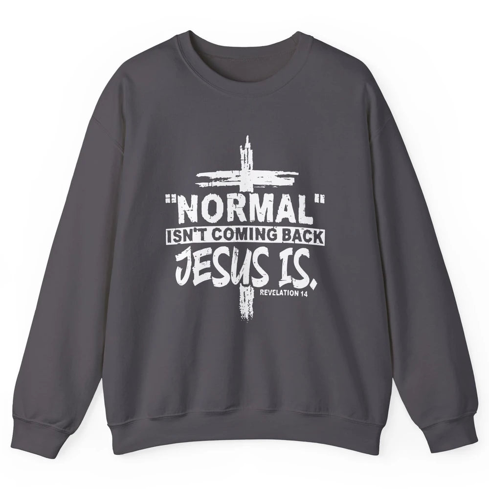 Normal Isn't Coming Back Jesus Is Bible Christian Religious Unisex Crewneck Sweatshirt