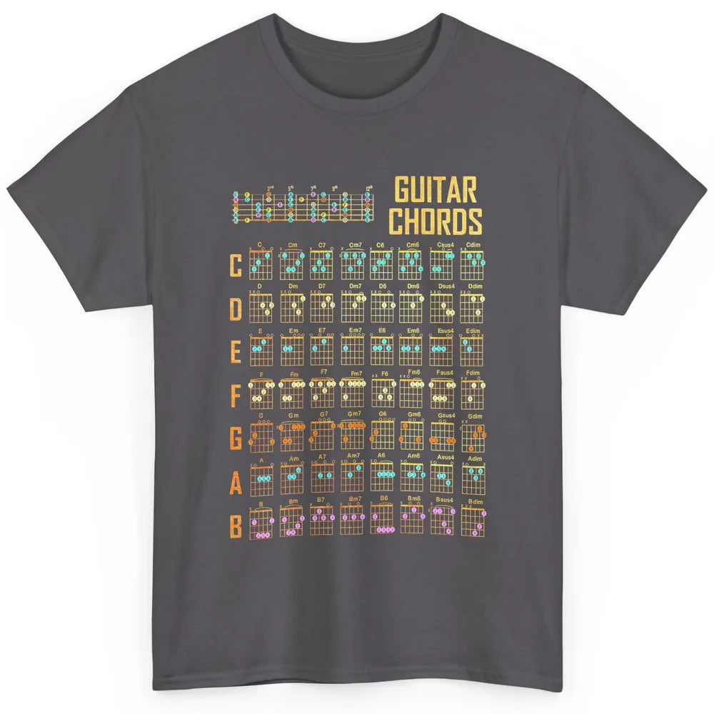 Music Art Guitar Chords Retro Guitarist Play Guitar Musician Classic Unisex T-Shirt