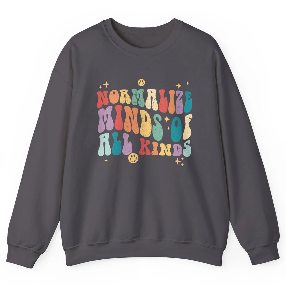 Retro Autism Normalize Minds Of All Kinds Neurodiversity Unisex Crewneck Sweatshirt