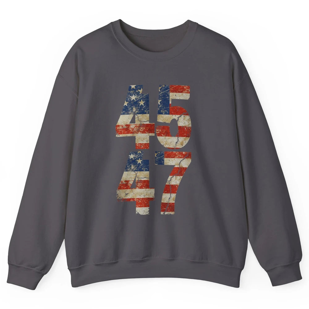 Retro 45 47 Vote Donald Trump Save America Again Republican Unisex Crewneck Sweatshirt