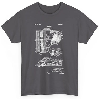 Piano Patent Style Vintage Grand Pianist Line Art Drawing Classic Unisex T-Shirt