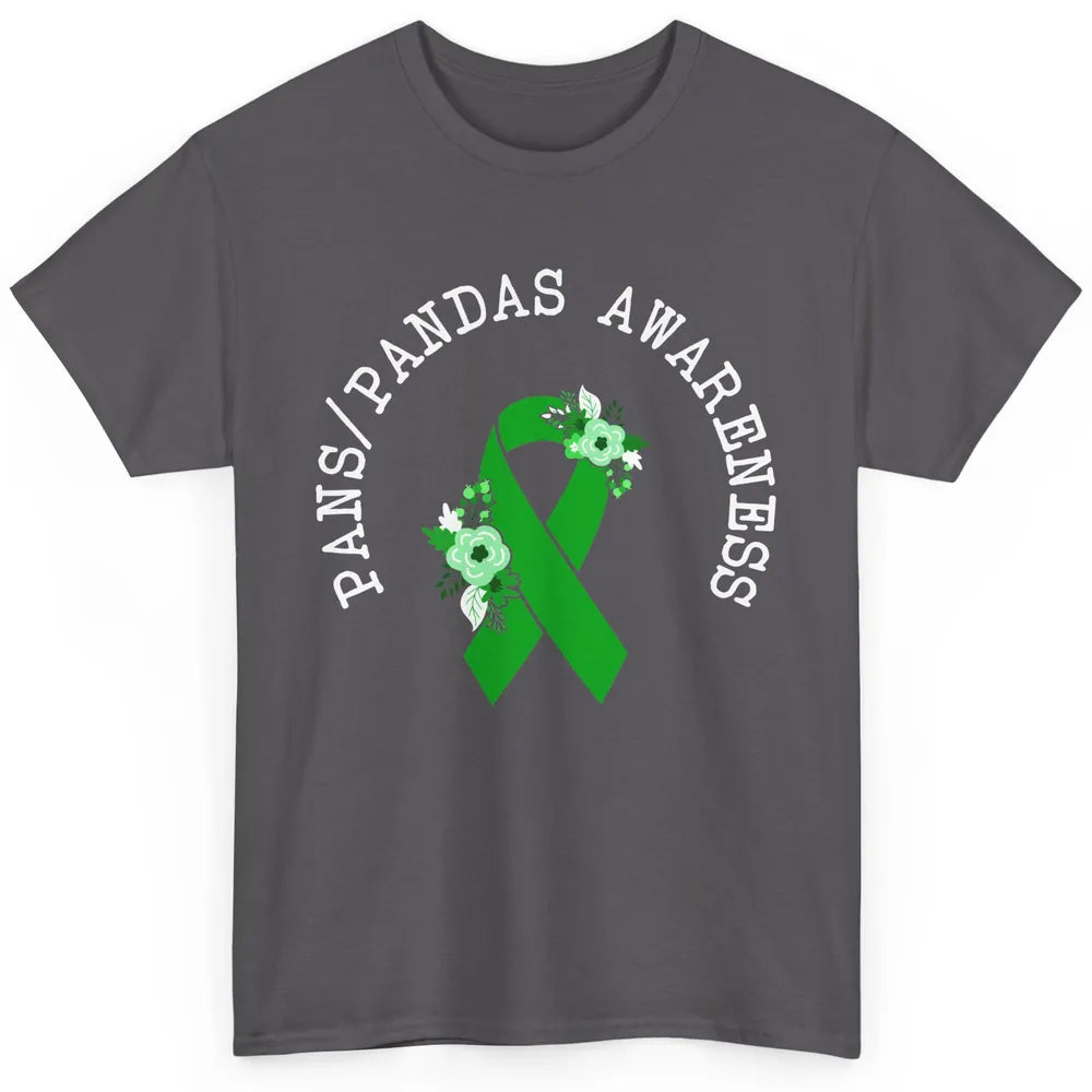 PANS/PANDAS Awareness Floral Green Ribbon Pans Disease Classic Unisex T-Shirt