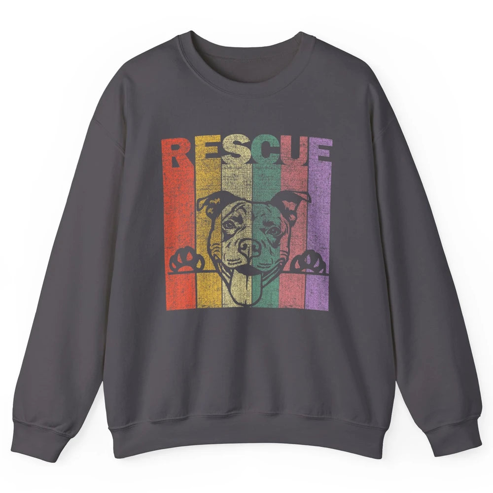Rescue Dog Pitbull Puppy Adopt Vintage Funny Pet Rescuer Mom Unisex Crewneck Sweatshirt