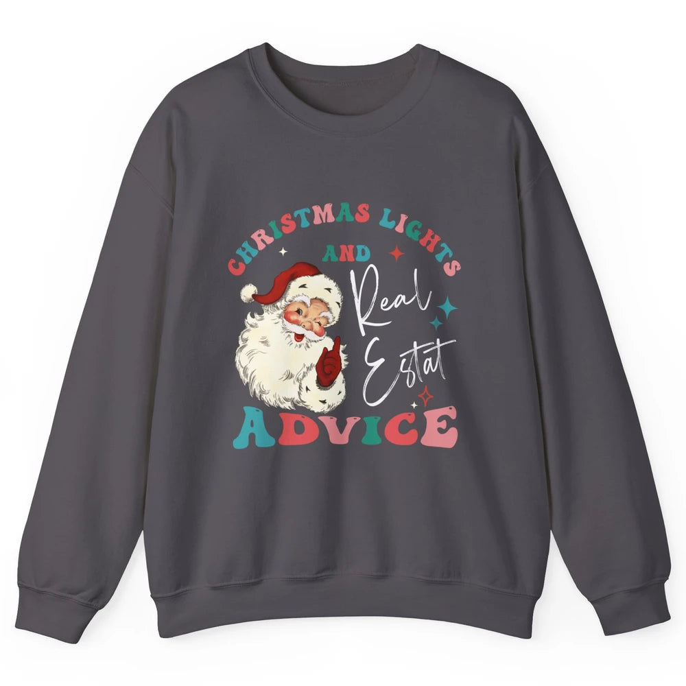 Merry Christmas Xmas Lights Santa Realtor Real Estate Advice Unisex Crewneck Sweatshirt
