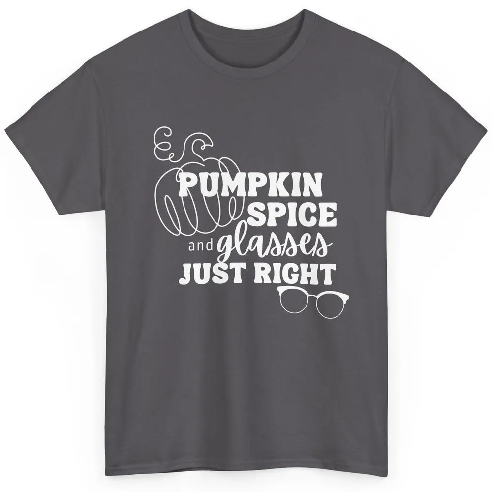 Optometrist Pumpkin Spice Glasses Just Right Optician Fall Classic Unisex T-Shirt