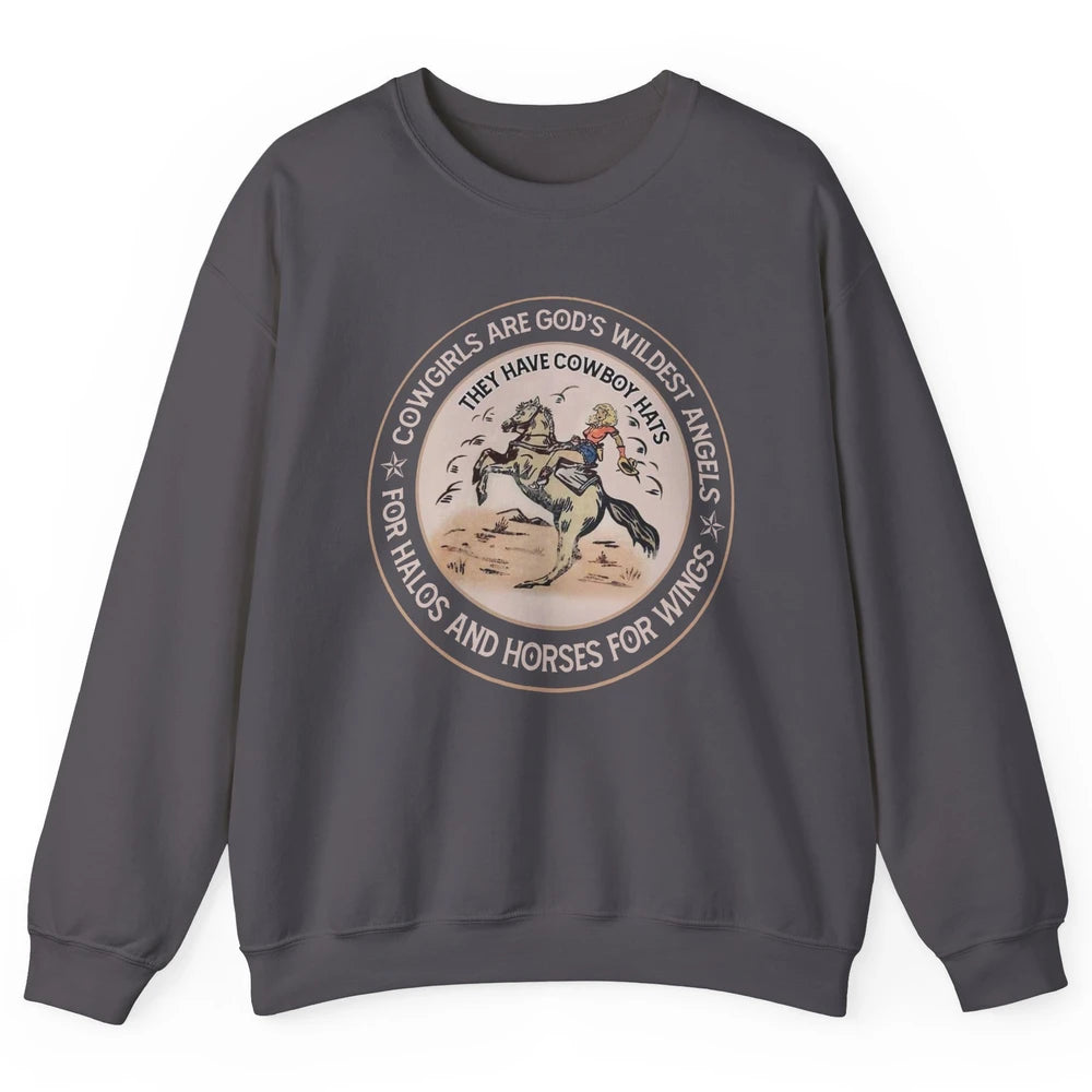 Retro Cowgirls Are God's Wildest Angel Western Country Rodeo Unisex Crewneck Sweatshirt