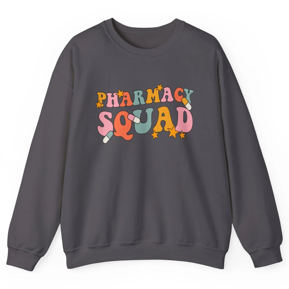 Pharmacy Squad Pharmacist Groovy Halloween Spooky Season Unisex Crewneck Sweatshirt