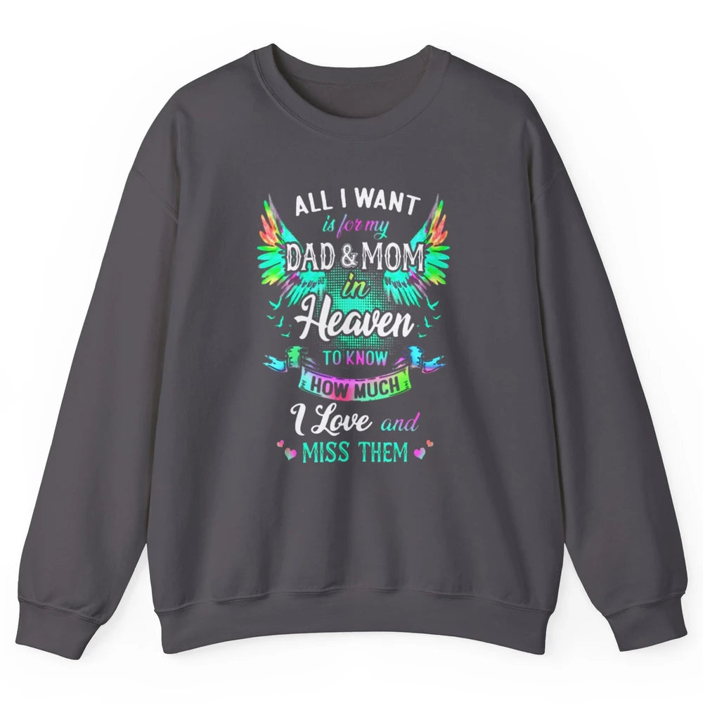My Mom And Dad In Heaven Angel Wings Mother Memories Forever Unisex Crewneck Sweatshirt