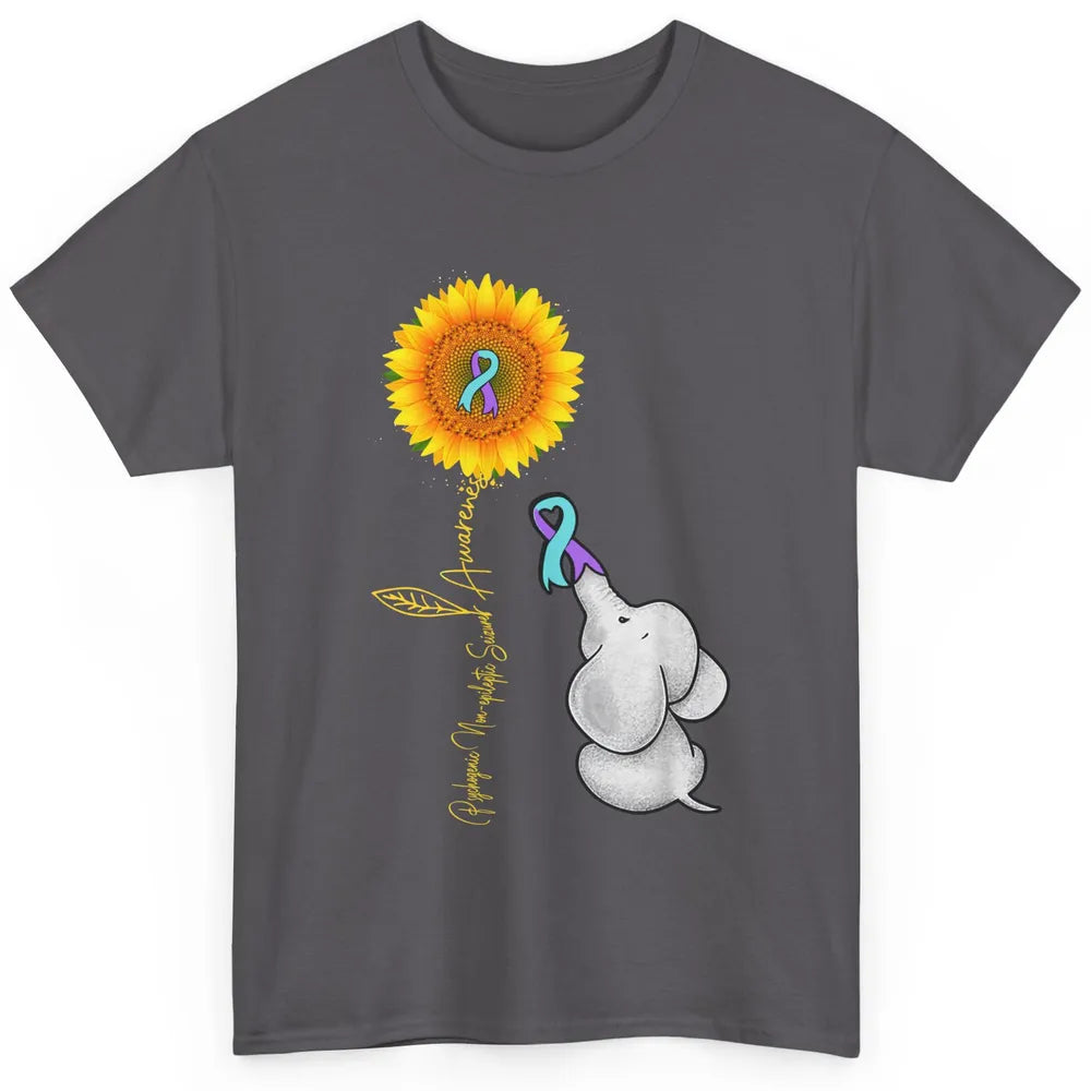 PNES Awareness Purple Teal Ribbon Sunflower Baby Elephant Classic Unisex T-Shirt