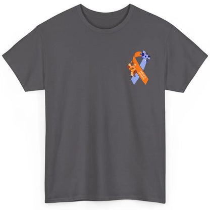 Psoriatic Arthritis Awareness PsA Floral Blue Orange Ribbon Classic Unisex T-Shirt