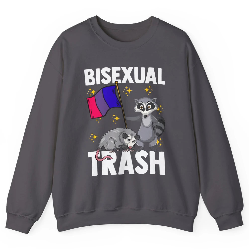 Raccoon LGBT Bisexual Trash Funny Flag Pride Animal Lovers Unisex Crewneck Sweatshirt