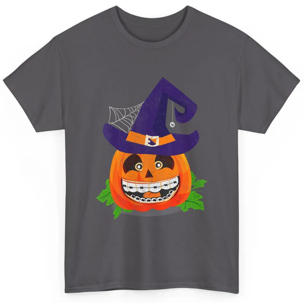 Pumpkin Witch Teeth Braces Dental Dentist Halloween Spooky Classic Unisex T-Shirt