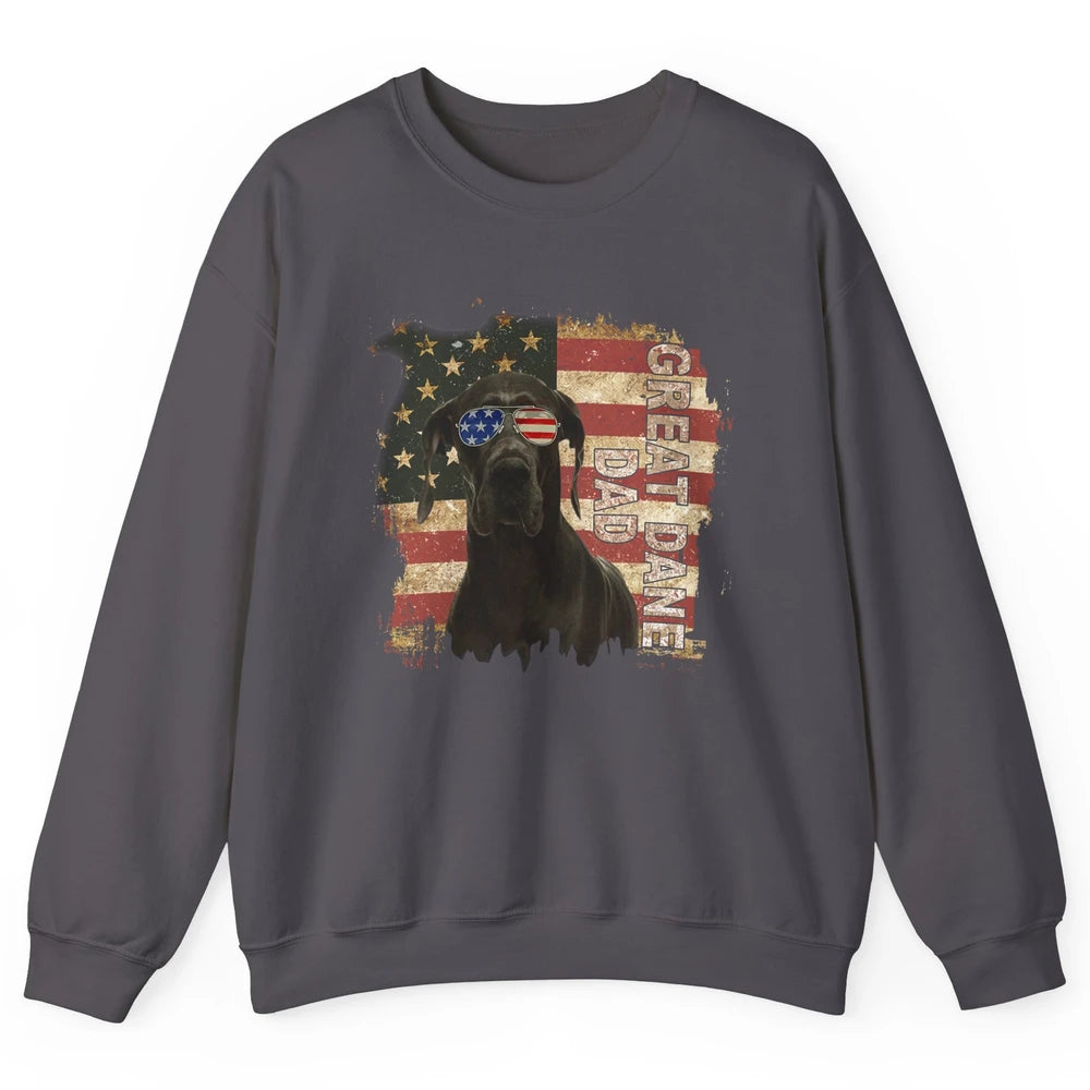Retro Best Great Dane Dad Ever American Flag 4th Of July Unisex Crewneck Sweatshirt