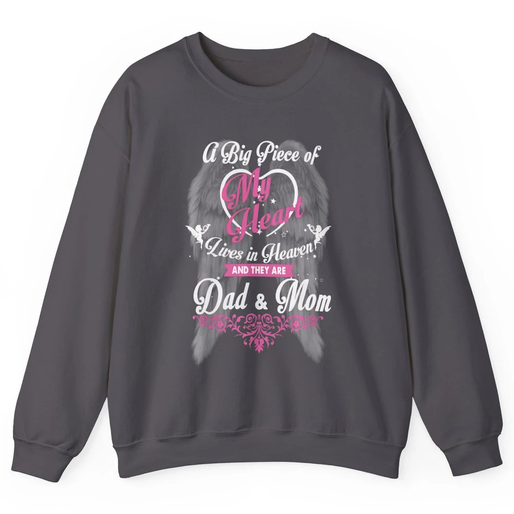 Parents Heaven Dad And Mom In Heaven Angel Wings Guardian Unisex Crewneck Sweatshirt
