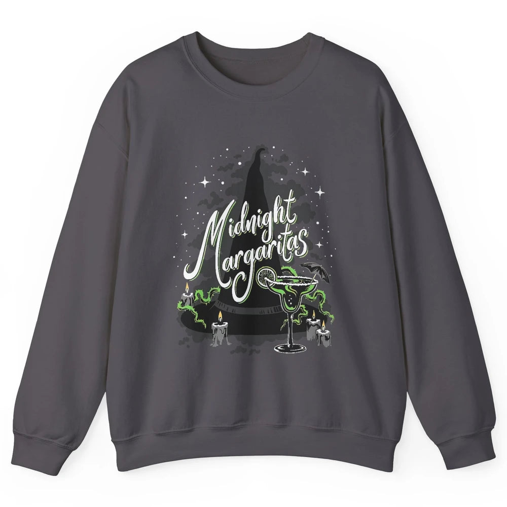 Midnight Margaritas Witch Hat Wine Halloween Spooky Party Unisex Crewneck Sweatshirt