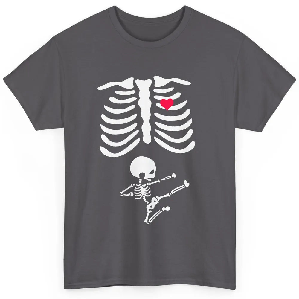 Pregnant Halloween Skeleton Naughty Baby Boy Pumpkin Costume Classic Unisex T-Shirt