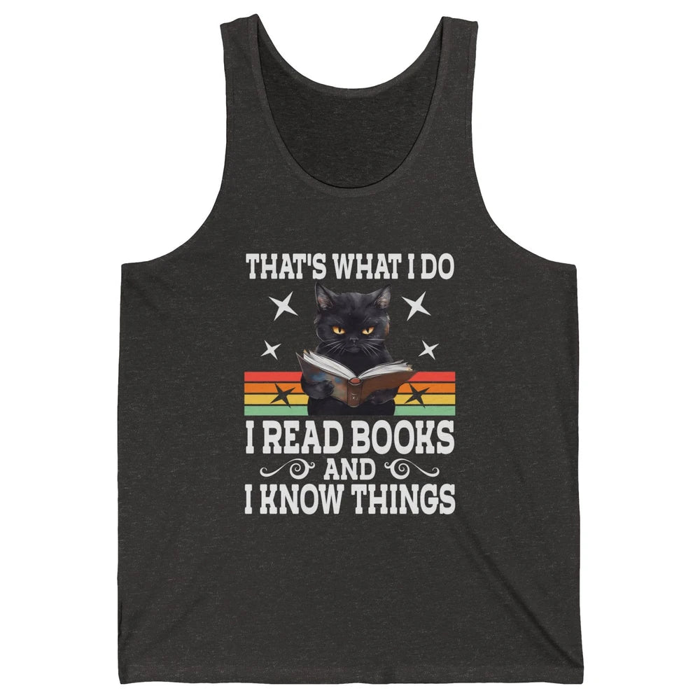 Retro Cat Books The Reader Black Cat Reading Books Bookish Bookworm Kitten Unisex Jersey Tank